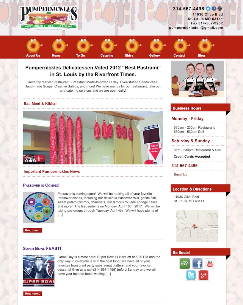 Pumpernickles Deli WordPress Site screenshot