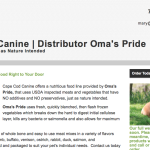 Cape Cod Canine | Oma's Pride Distributor